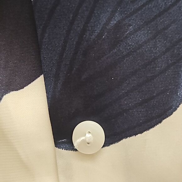 Zara Floral Button-Down Long Sleeves Shirt Large Royal Blue & White - Picture 10 of 16